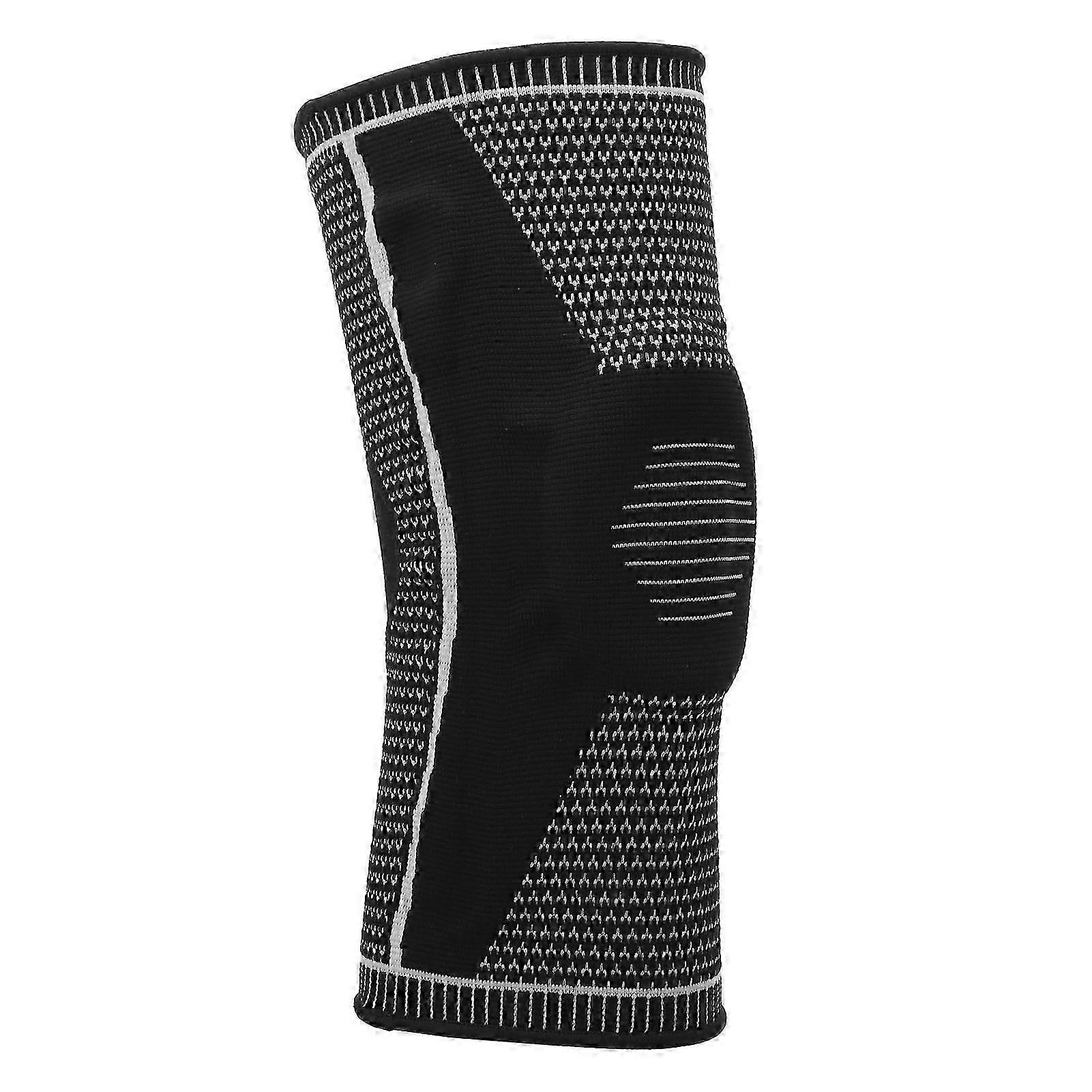 Knee Brace Knitted Nylon Sleeve With Silicone Pad For Working Out Running Sports Protector Black M