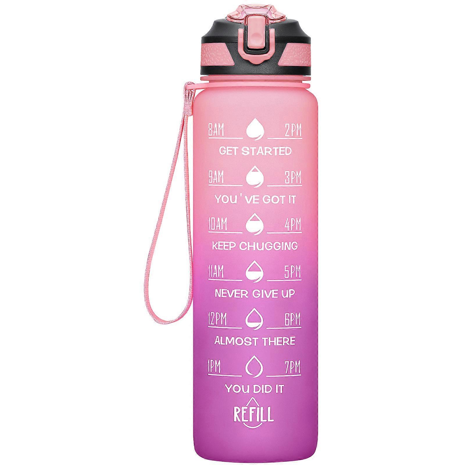 32/24 oz Water Bottles with Removable Straw & Time Marker, Motivational Sports Bottles with BPA Free Tritan Material