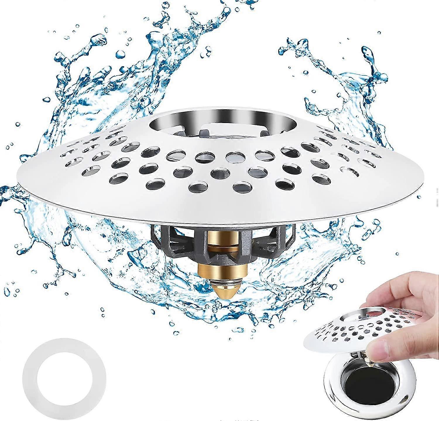 פקק אמבטיה אוניברסלי. 1.6-2.0 מסנן אמבטיה עם לוכד שיער ניקוז מקלחת. פופ-אפ משודרג מפליז