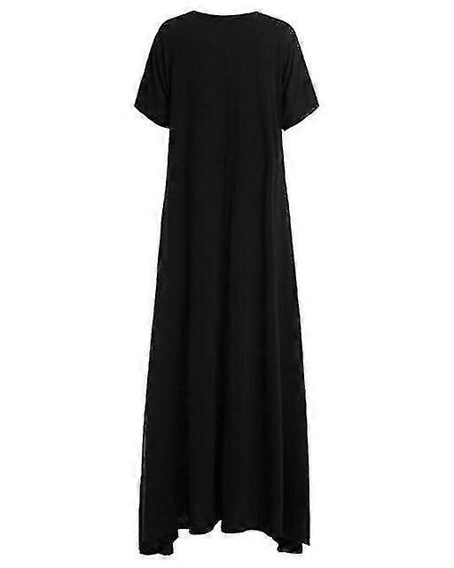 Solid Round Half Sleeve Maxi Dress
