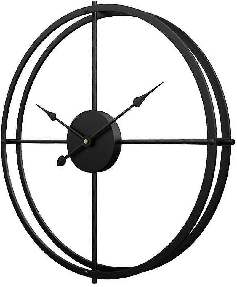 Wall Clock 51cm Metal Silent Clock Wall Clock Without Ticking Noises-schwarz