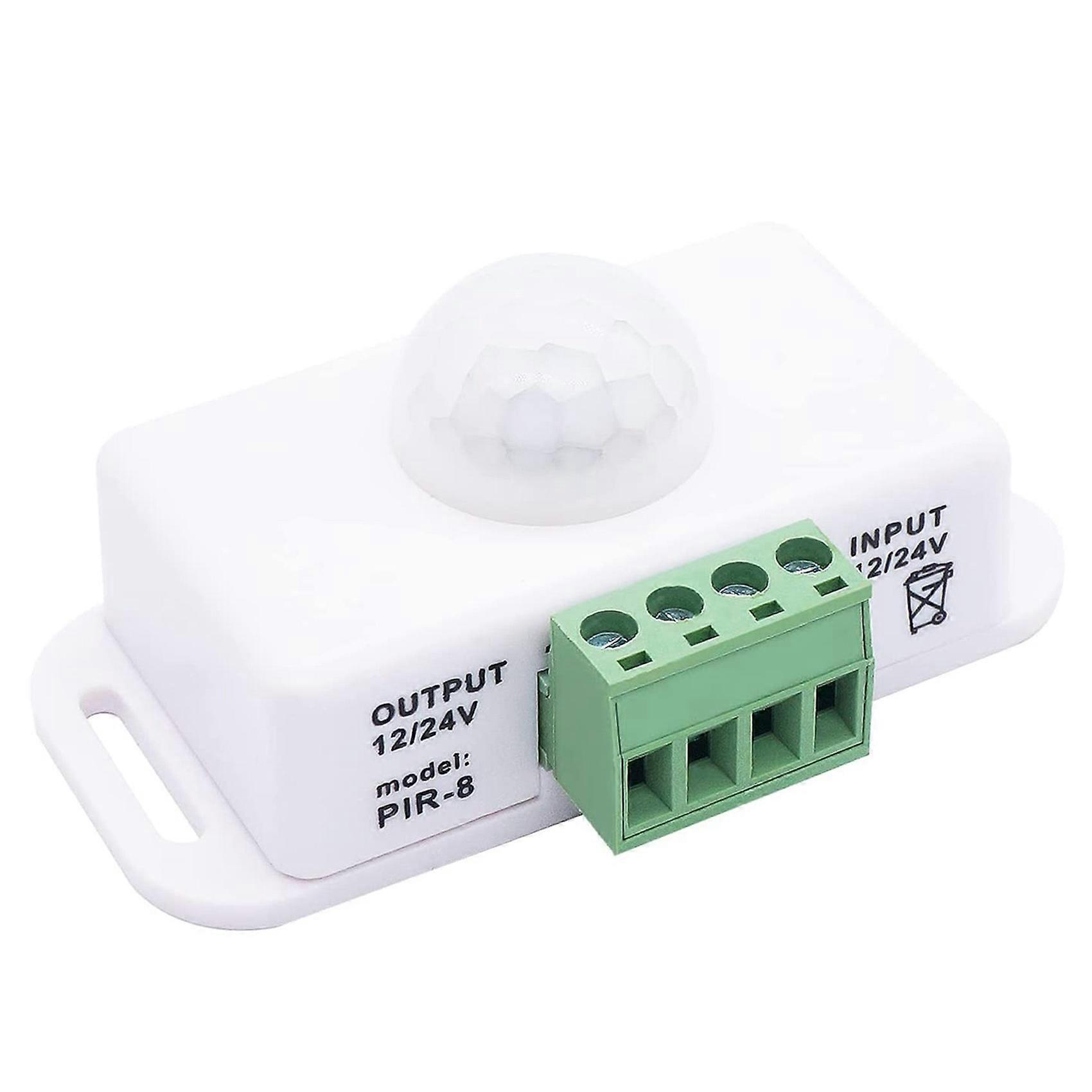 DC 12V 24V PIR Motion Sensor Function Controller LED Switch Body Infrared Switch Motion Timer White