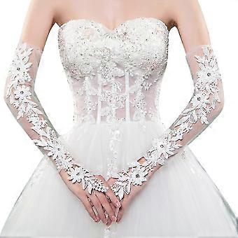 Wedding Gloves, Pair Of White Long Gloves Wedding Gloves For Women Fingerless Gloves For Women Lace Wedding Gloves Elegant Wedding Gloves For Women-ZZ