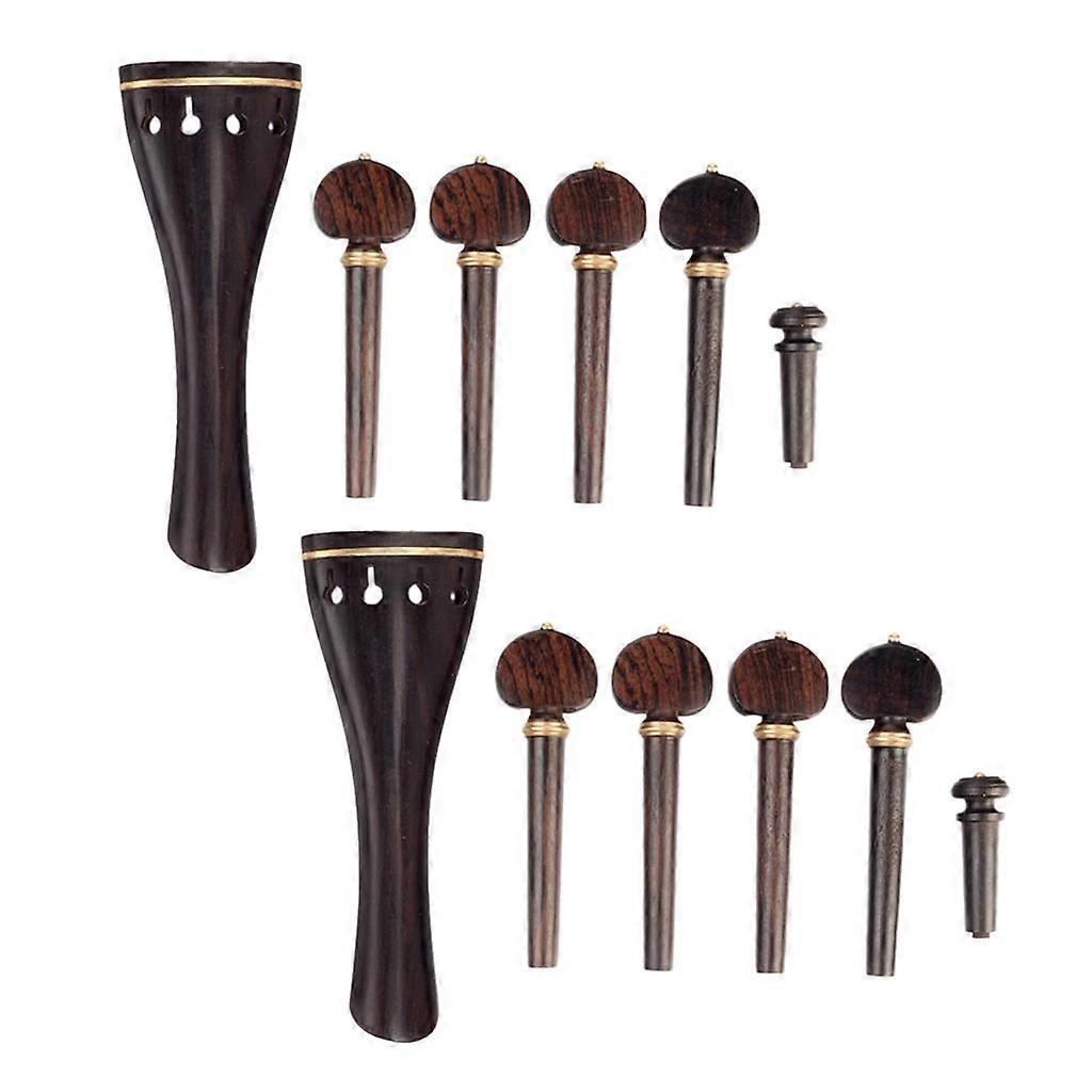 2x 1 Set Ebony Violin Parts with 4/4 Tail Piece Tuner Tuning Peg Endpin