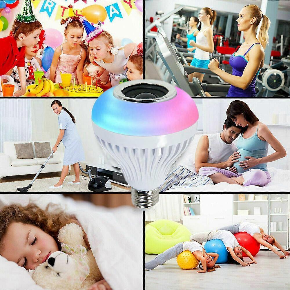 4x LED Bluetooth Bulb Light Speaker 5-7W RGB Smart Music Play Lamp Remote Control