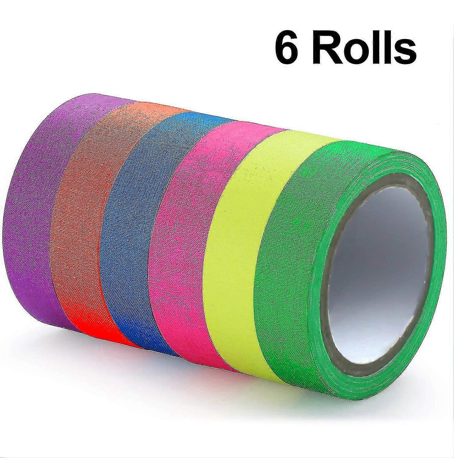 6 rollos de cinta de tela fluorescente, cinta de púa reactiva autoadhesiva uv blacklight