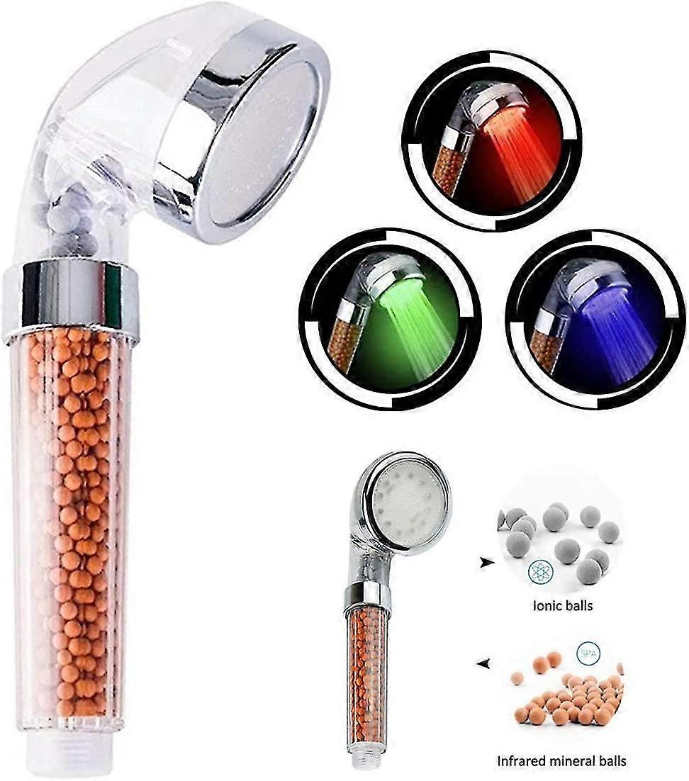 Led Shower Head Ionic Filtration,  Handheld High Pressure Spa Shower Head Gift