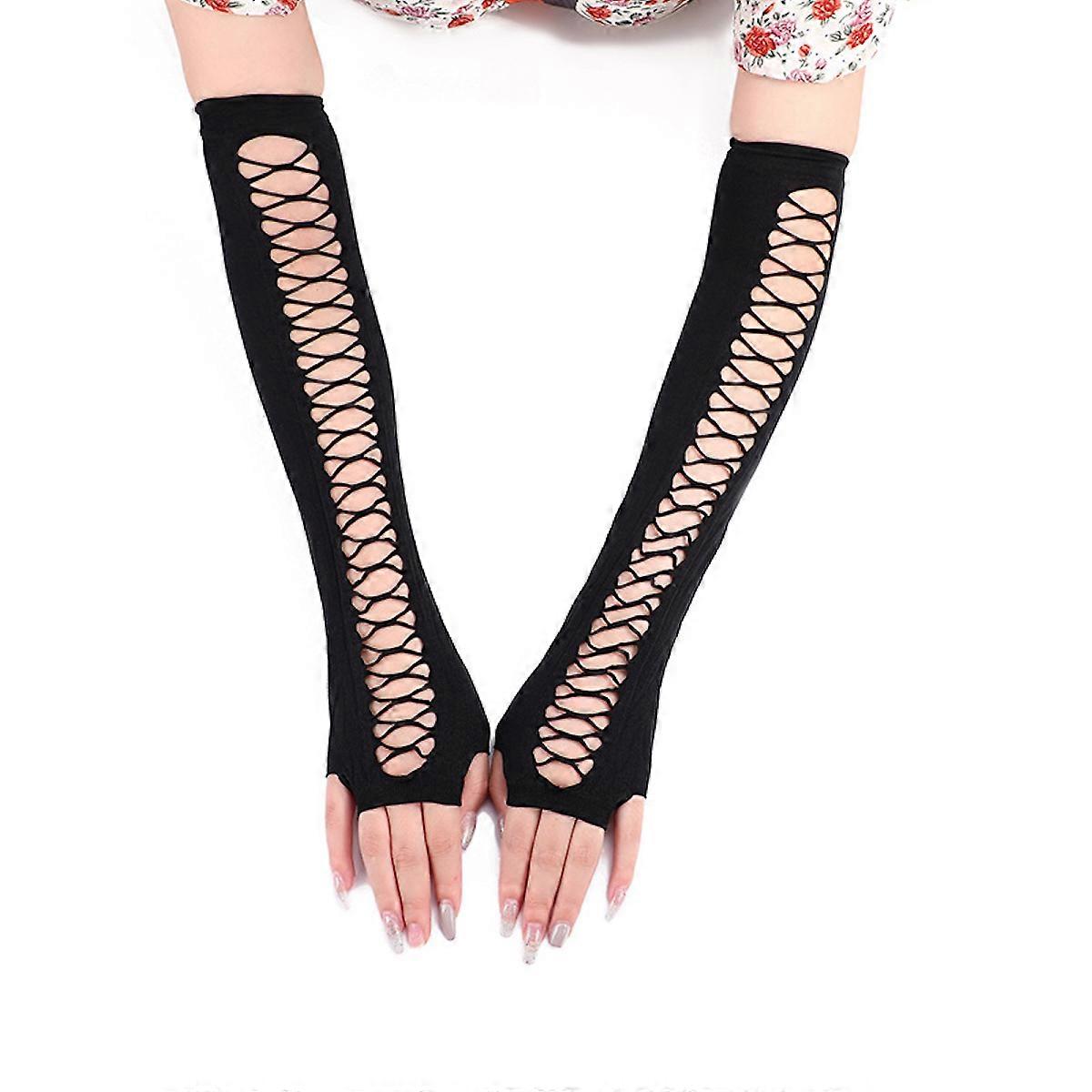 Hollow Out Gloves Halloween Elbow Gloves Cosplay Dressing Up Props Handwear for Party
