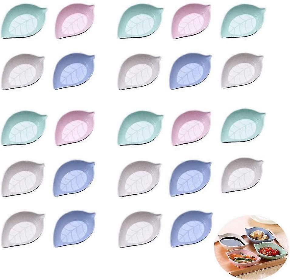 24 Pack Leaf Shape Sauce Dish, Sauce Dipping Bowls Wheat Straw Soy Sauce Dishes, Mini Dinnerwar