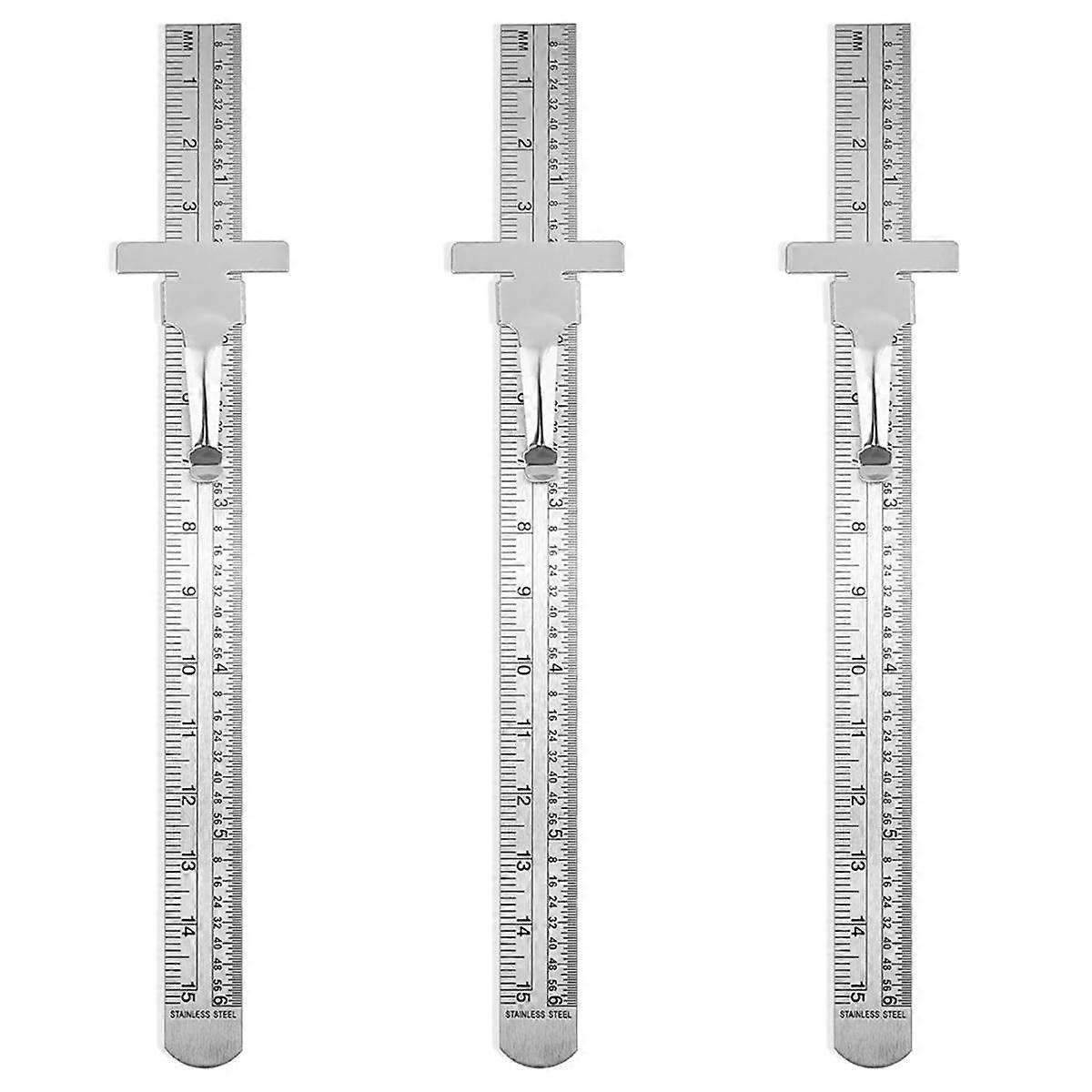3-Pack Stainless Steel Ruler 15cm Metal Metric Ruler Set, Machinist'S Precision Millimeter Ruler, Measuring Tools