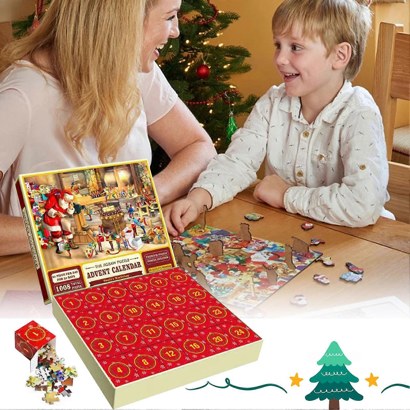 Puzzle Adventný kalendár 2023, 1008 dielikov Puzzle 24 dní Vianočné odpočítavanie Adventné kalendáre, nápad na vianočný darček pre deti Dospelí