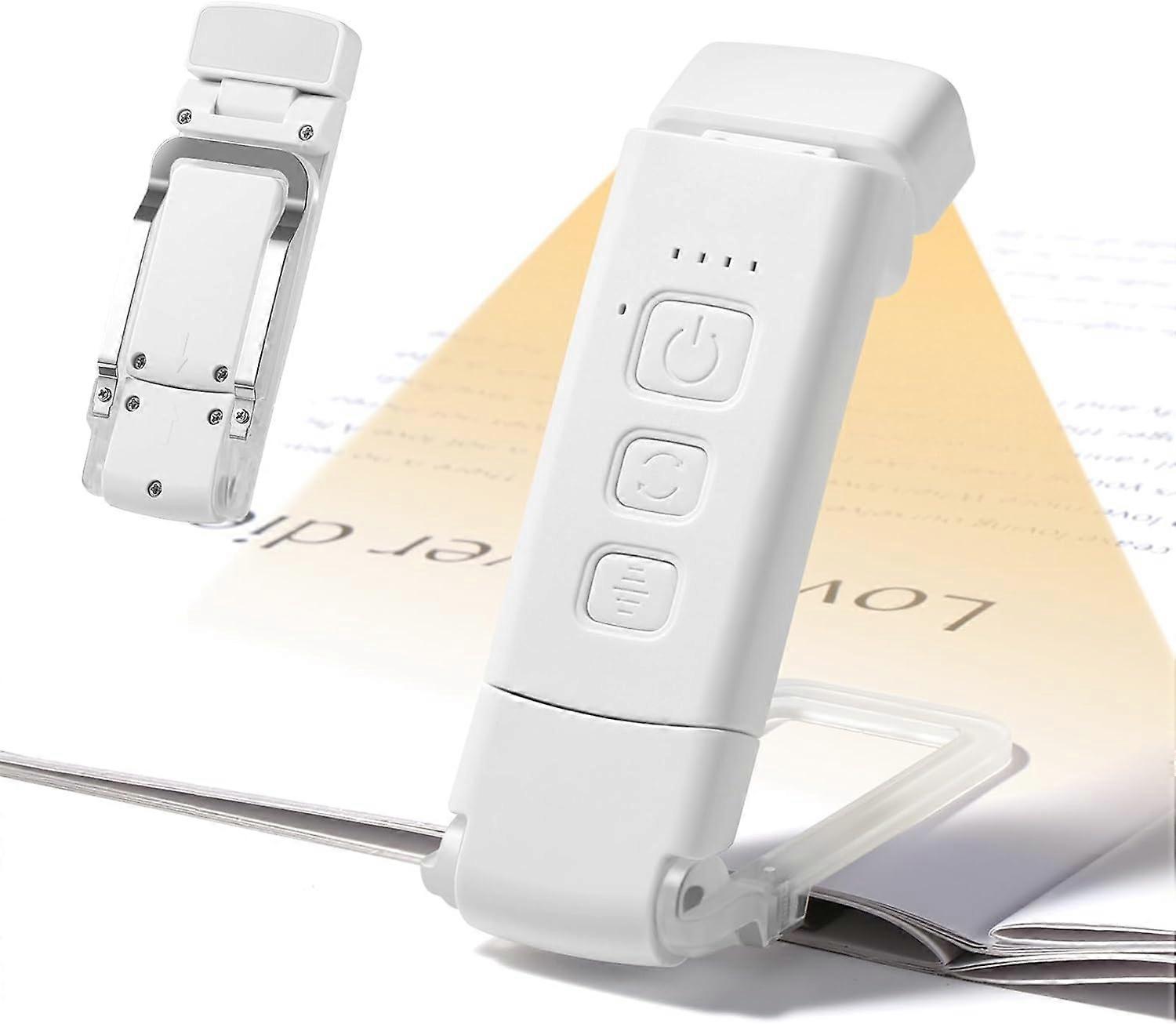 Reading light, USB rechargeable reading light, 3 modes 5 adjustable brightness, 500mAh foldable mini clip light