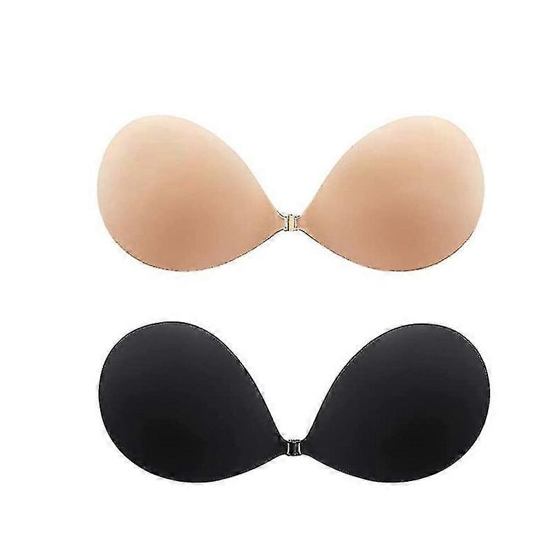 2pcs Soutien-gorge adhésif Invisible Sticky Strapless Push Up Backless Réutilisable
