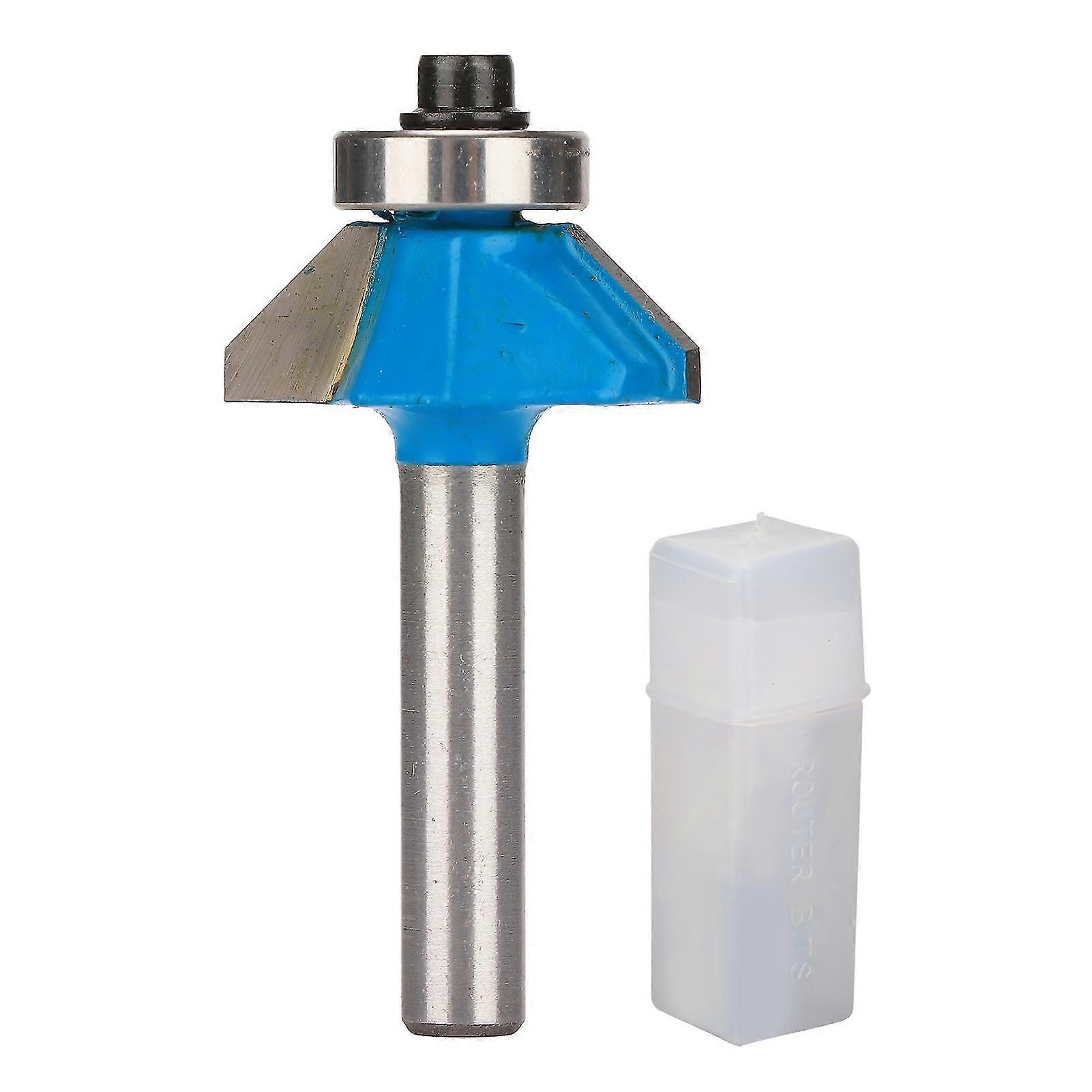 Router Bit 45 Degree 1/4in Round Shank Chamfer Tool With Top Bearing For Woodworking1/4x5/16