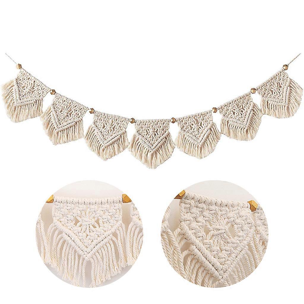 Bohemian Woven Macrame Wall Hanging Boho Tapestry Weaving Flag for Banner Decora