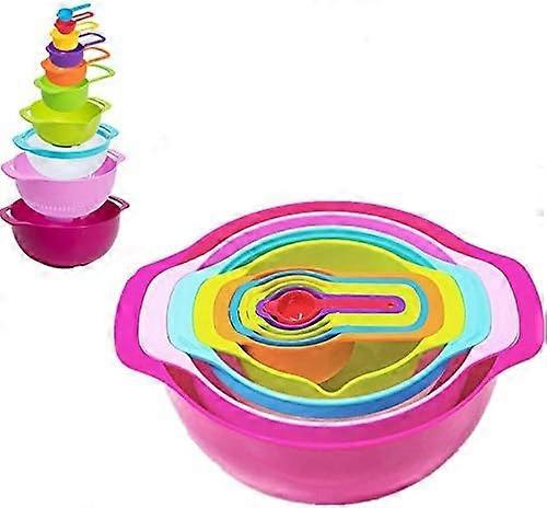 10 Pcs Mixing Bowl Set, Set-color Kitchen Bowl Colander Mesh Filter, Measuring Cup And Spoon