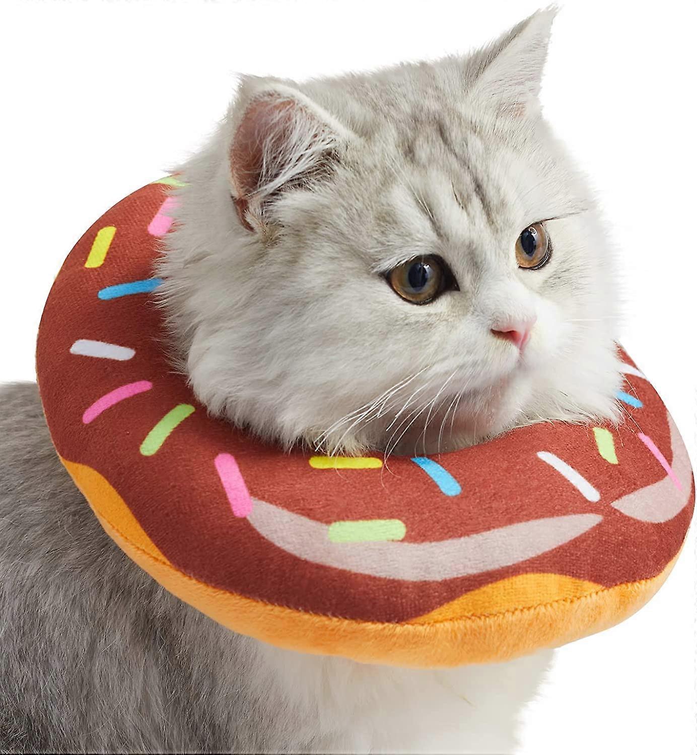 Adjustable Cat Cone Collar Soft, Cat Recovery Collar, Cone for Cat After Surgery, Cat Neck Cone, Elizabethan Collar for Cat and Kitten (Donut M (Neck: