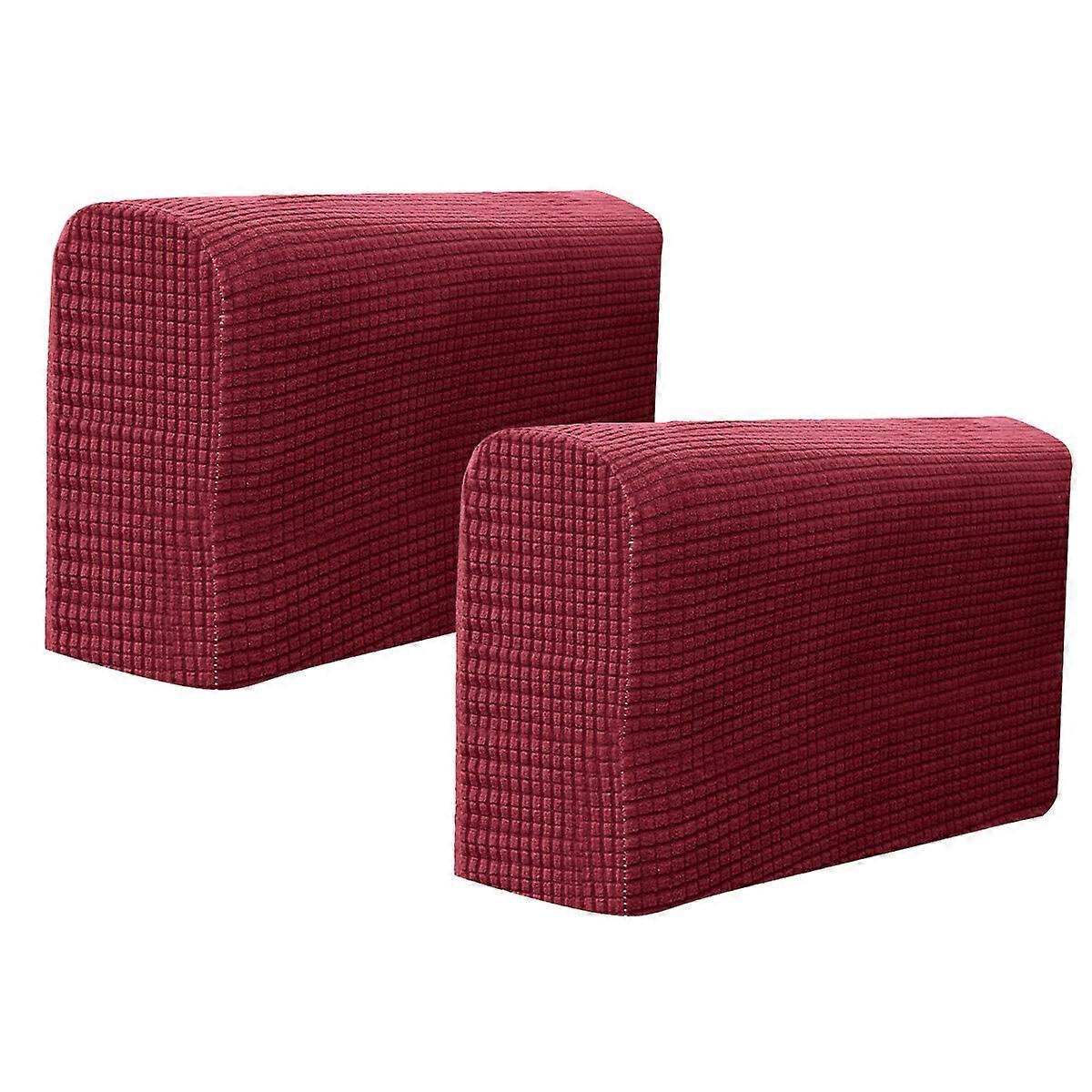 2pcs Universal Elastic Sofa Armrest Cover Simple Sofa Side Towels Protective Cloth for Home Office (Rice White)