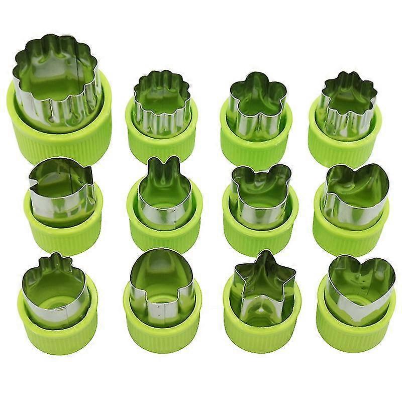 12pcs Vegetable Cookie Cutters Stainless Steel Vegetable Fruit Cutters-MXBC