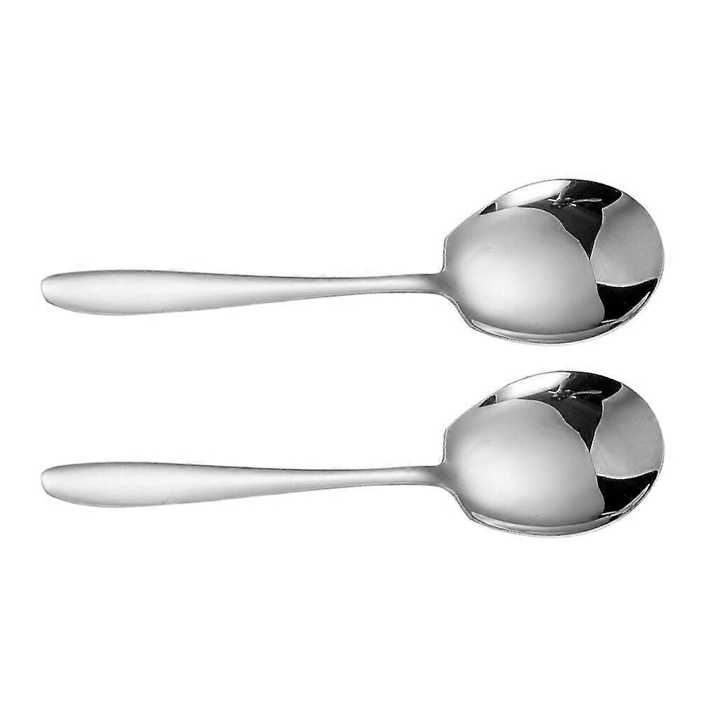 2Pcs Stainless Steel Large Buffet Serving Spoons Long Handle Banquet Serving Scoops