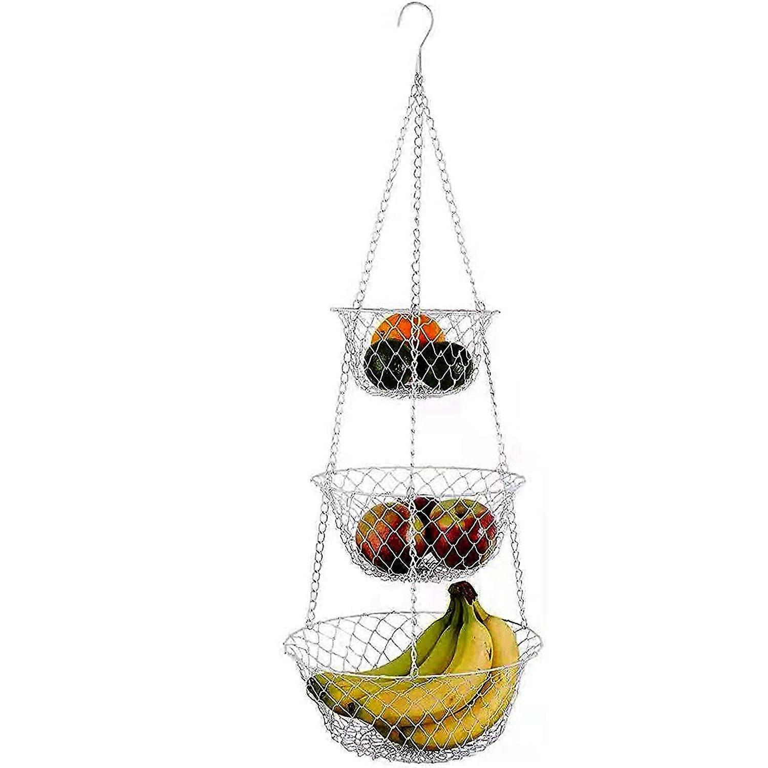 3-Tier Hanging Basket Fruit Organizer