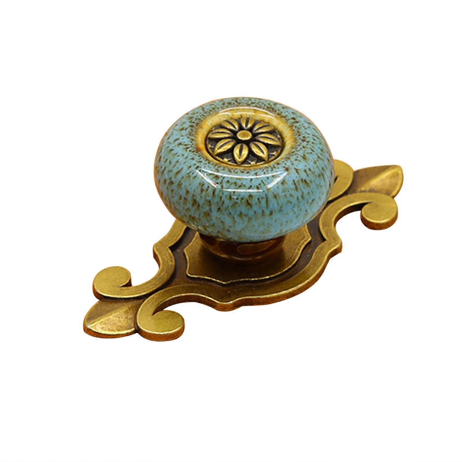 Compact Cabinet Knobs Polished Copper Vintage Colored Glaze Drawer Pulls for Home