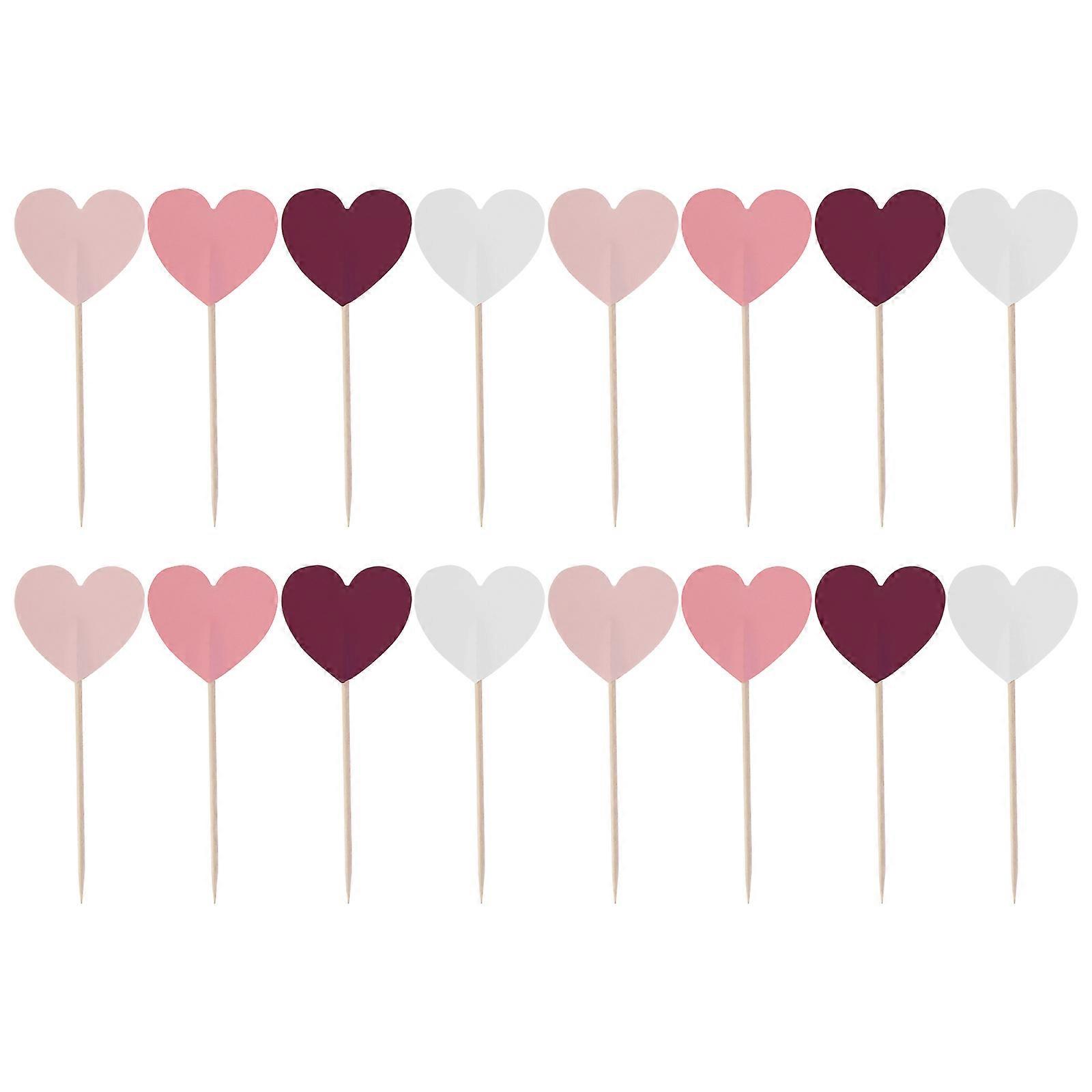 16Pcs Valentine's Day Cake Topper Creative Heart Shaped Cake Decor for Wedding