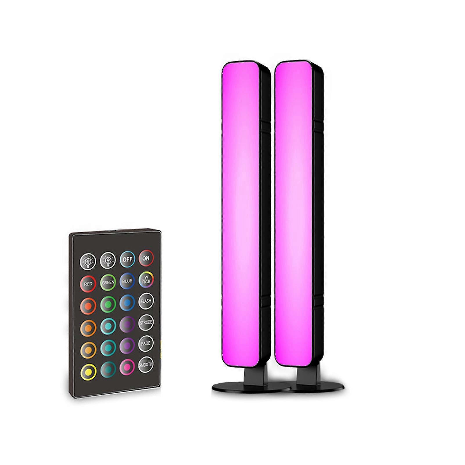2Pcs Ambient Lights Voice-Activated 24 Buttons RGB Color 2x14LED 4 Adjustable Brightness Room Decor Music Remote Control LED Night Light Atmosphere Fi