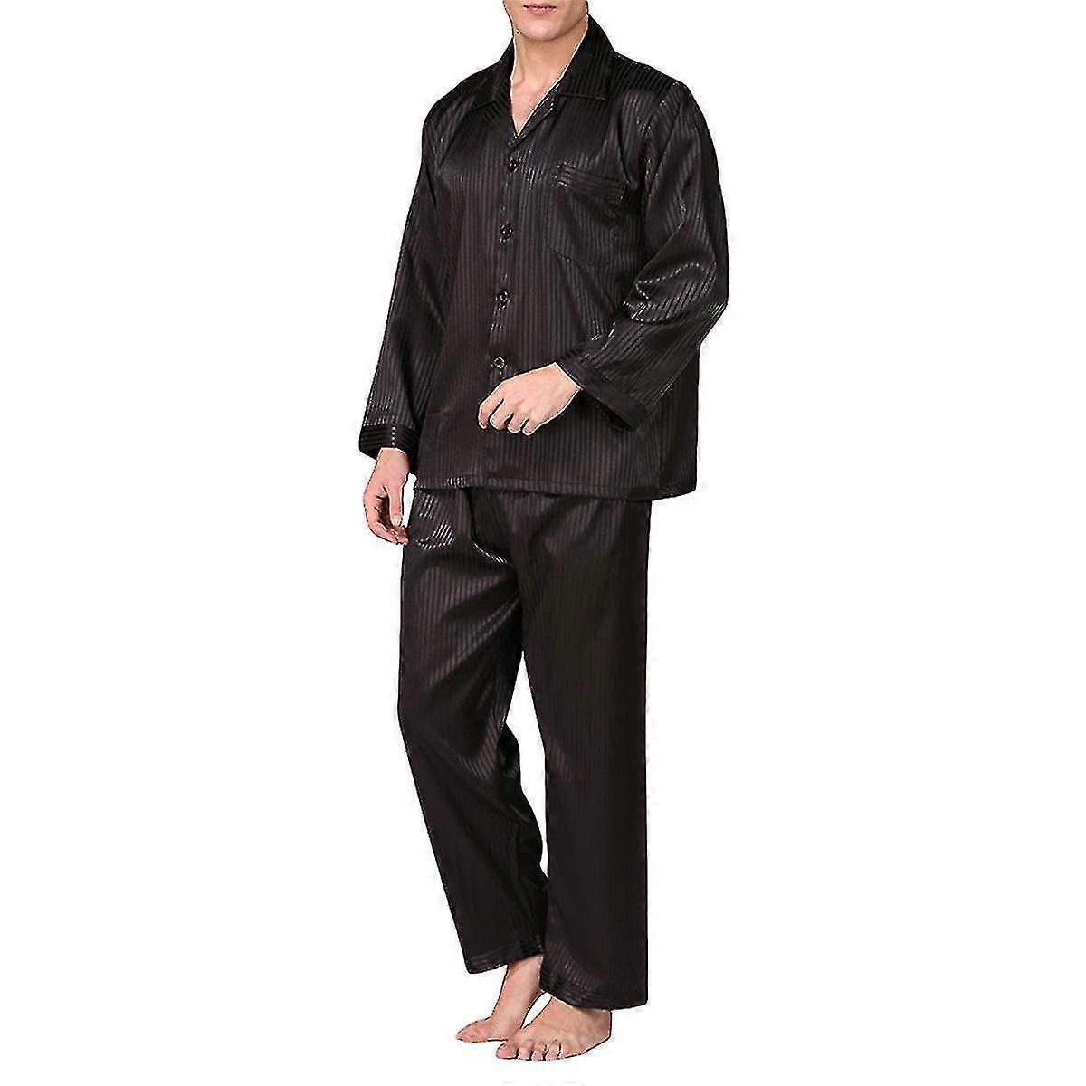 Men's Loose Classic Button-down Satin Pajama Set Etc