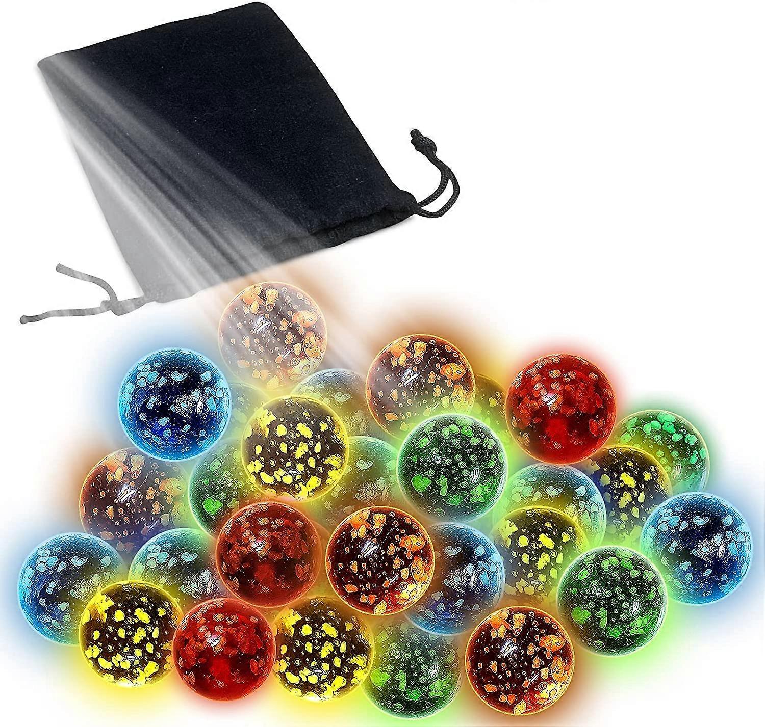 32個のビー玉詰め替えパックガラスビー玉は暗闇で光る科学ビル教育玩具にはフリース収納ポーチが含まれています大理石は誕生日プレゼントを実行します
