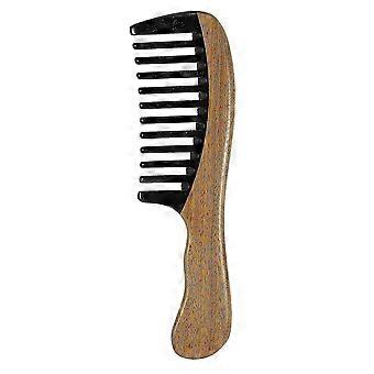 Green Sandalwood Hair Comb No Static Detangling Natural Aroma Handmade Wooden Horn