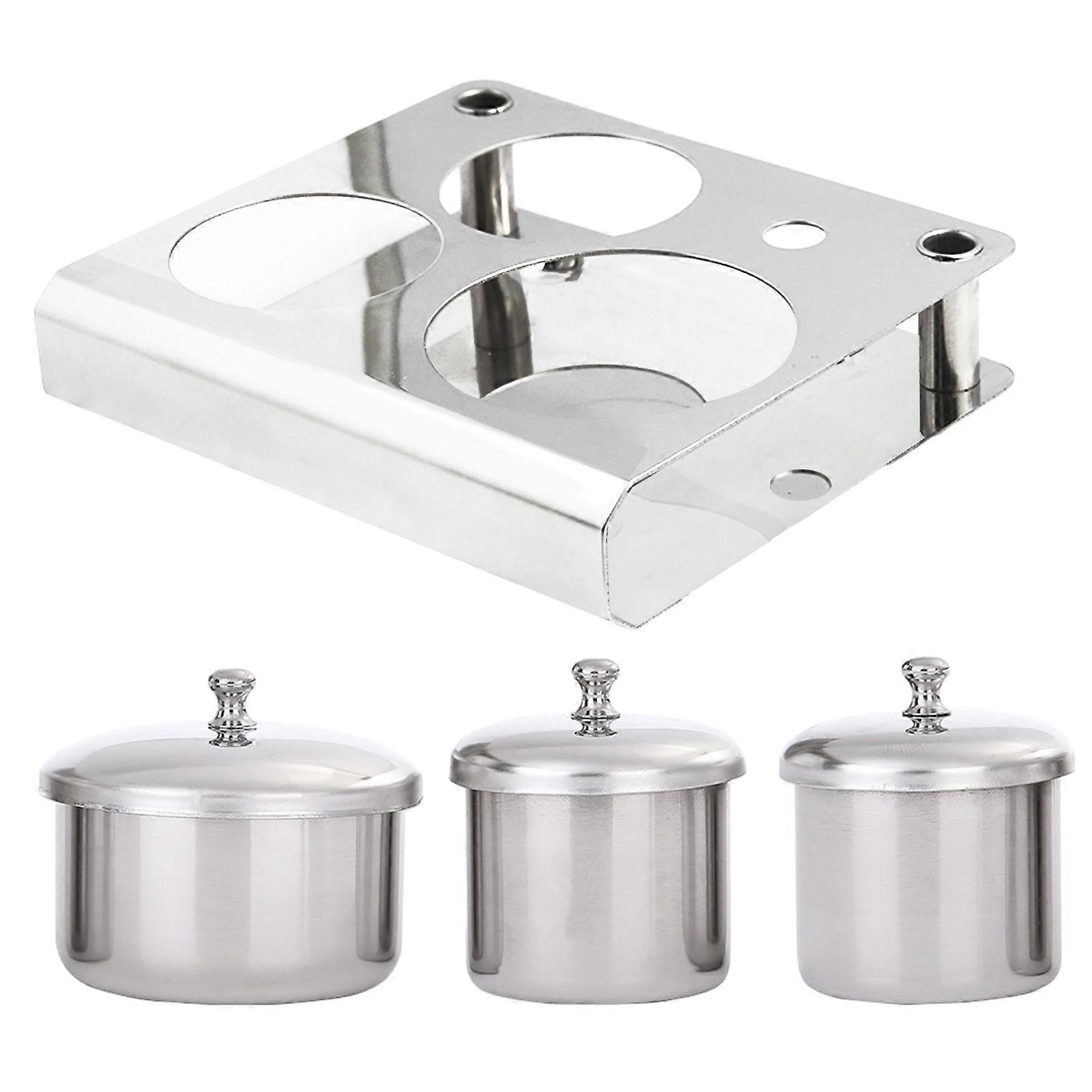 1 Set Nail Sterilization Cup Set Stainless Steel Durable Anti-Rust with Stable Shelf Easy-Open Lid Manicure Tools