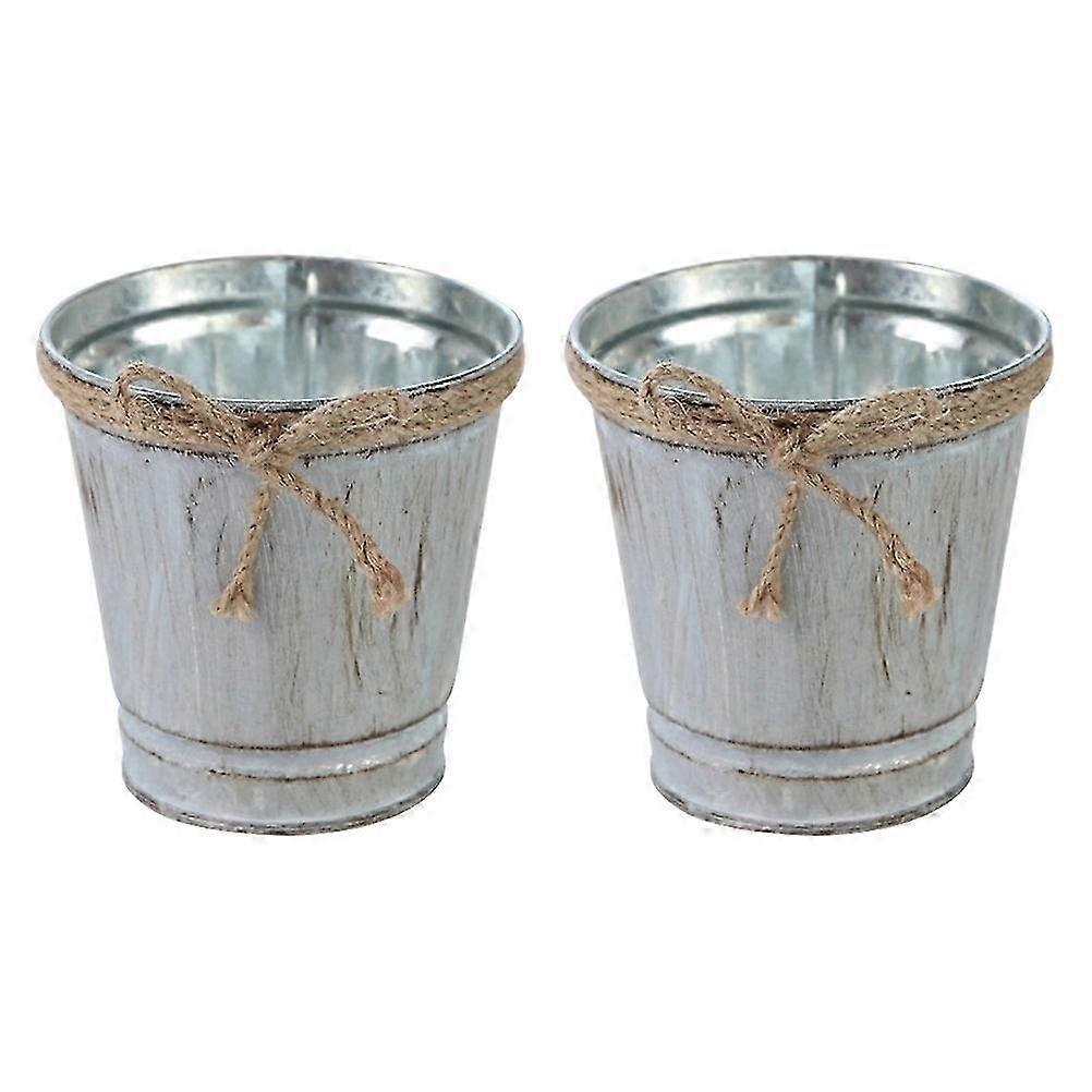 2 stücke Shabby Chic Eisen Blume Eimer Pflanzer Eimer Blume Vasen Balkon Decor