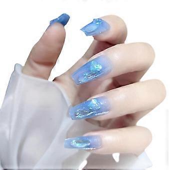 24pcs Long Coffin Fake Nails With Designs Glossy Ballerina Acrylic Nails Press On Acrylic Nails  Jelly Glue Model