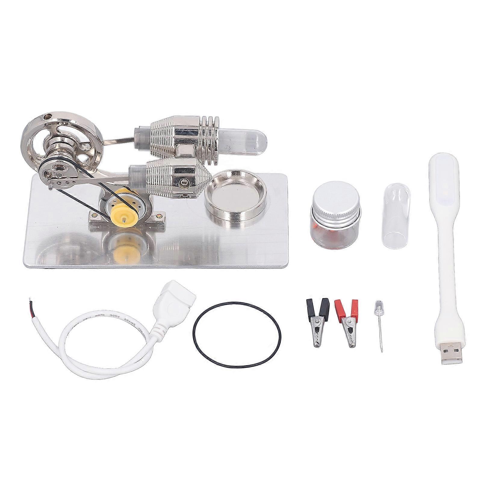Hot Air Stirling Engine Motor Model Imagination Development Educational Toy LED Light Stirling Engine