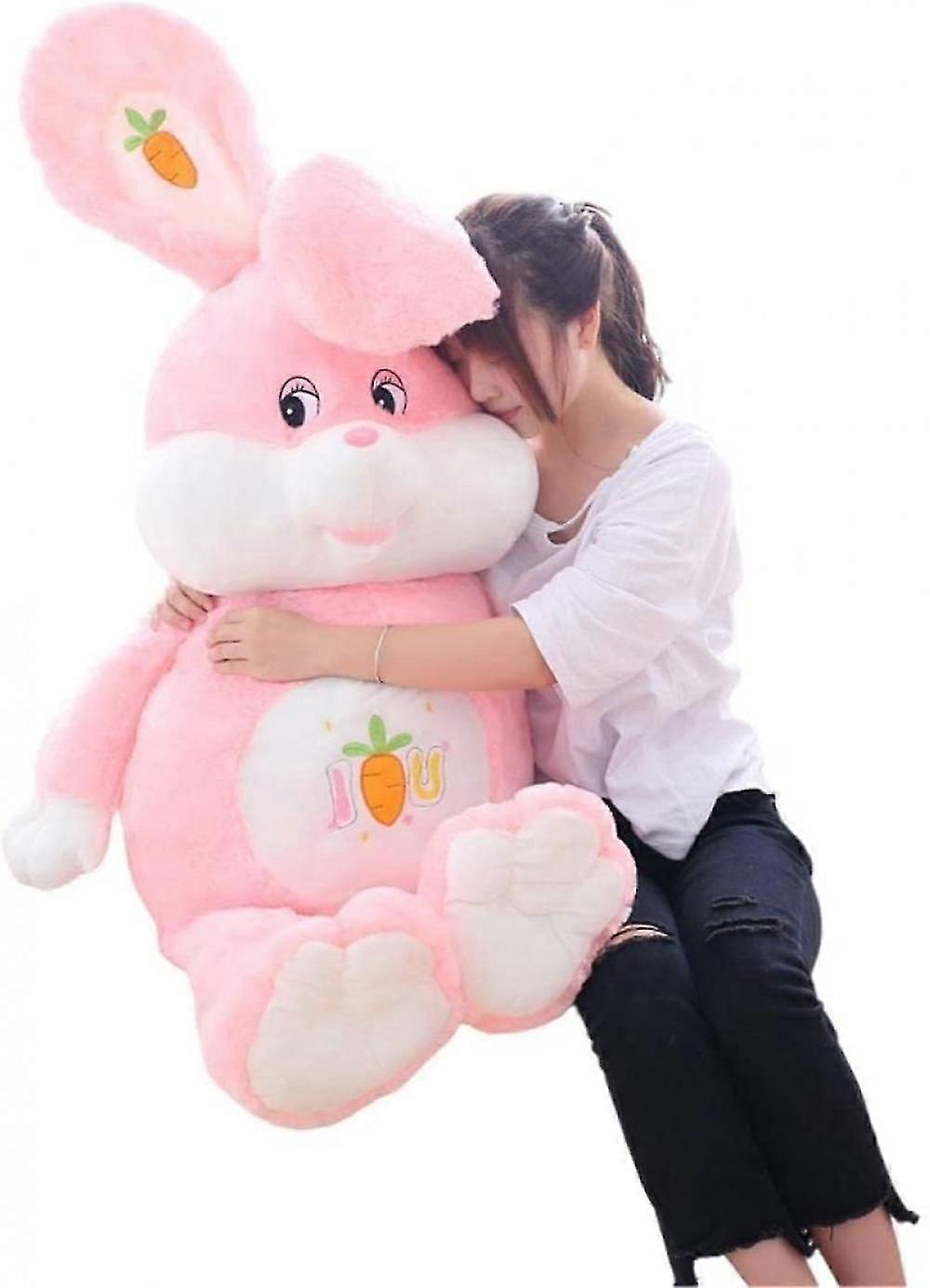 Giant Pink Rabbit Plush Toy Bunny Stuffed Animal Doll For Boys