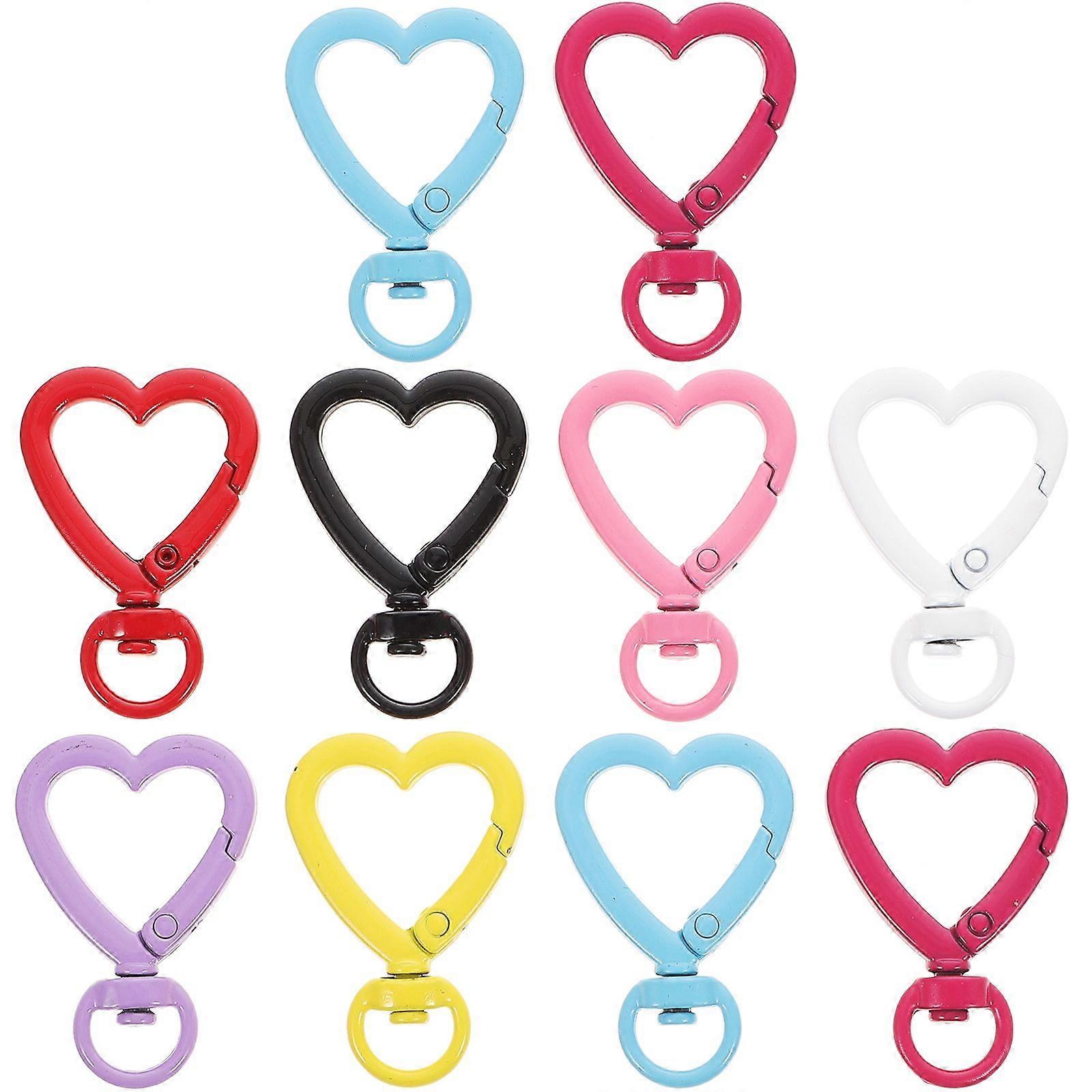 10Pcs Heart Clasp Keychian Clip Swivel Lobster Clasp Snap Hook Hanging Buckle Keyring Clip Mixed Color