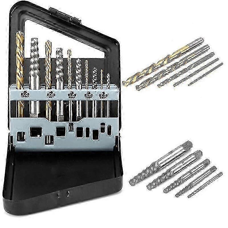 10pcs Broken Damaged Screw Extractor And Left Hand Twist Drill Bit Hss Cobalt