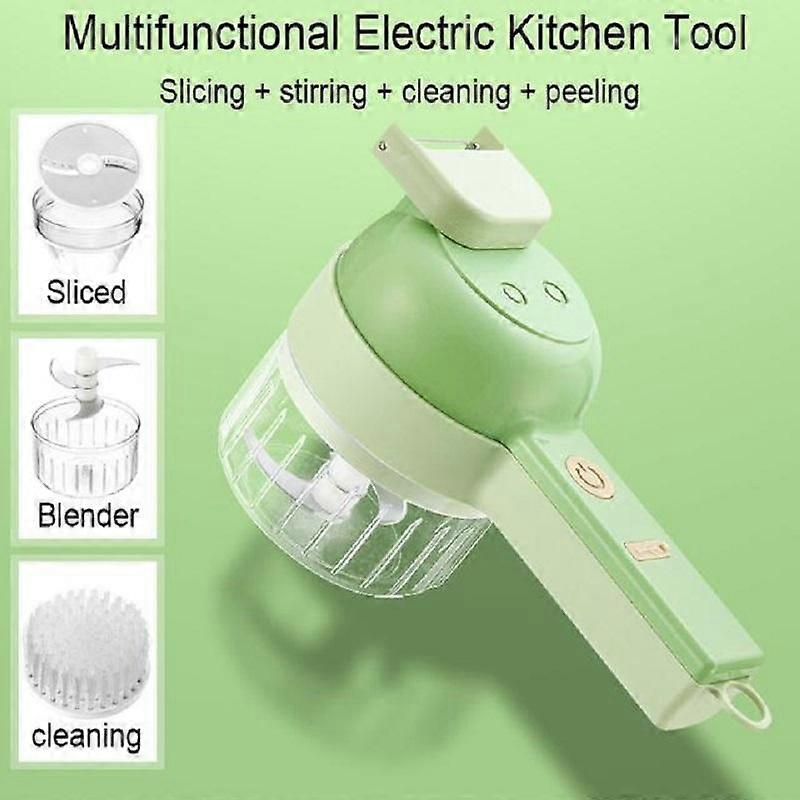 4 in 1 Multifunctional Electric Vegetable Slicer Handheld Mini Wireless Garlic Mud Masher Onion Pepper Blender Food Slicer Kitchen Tool