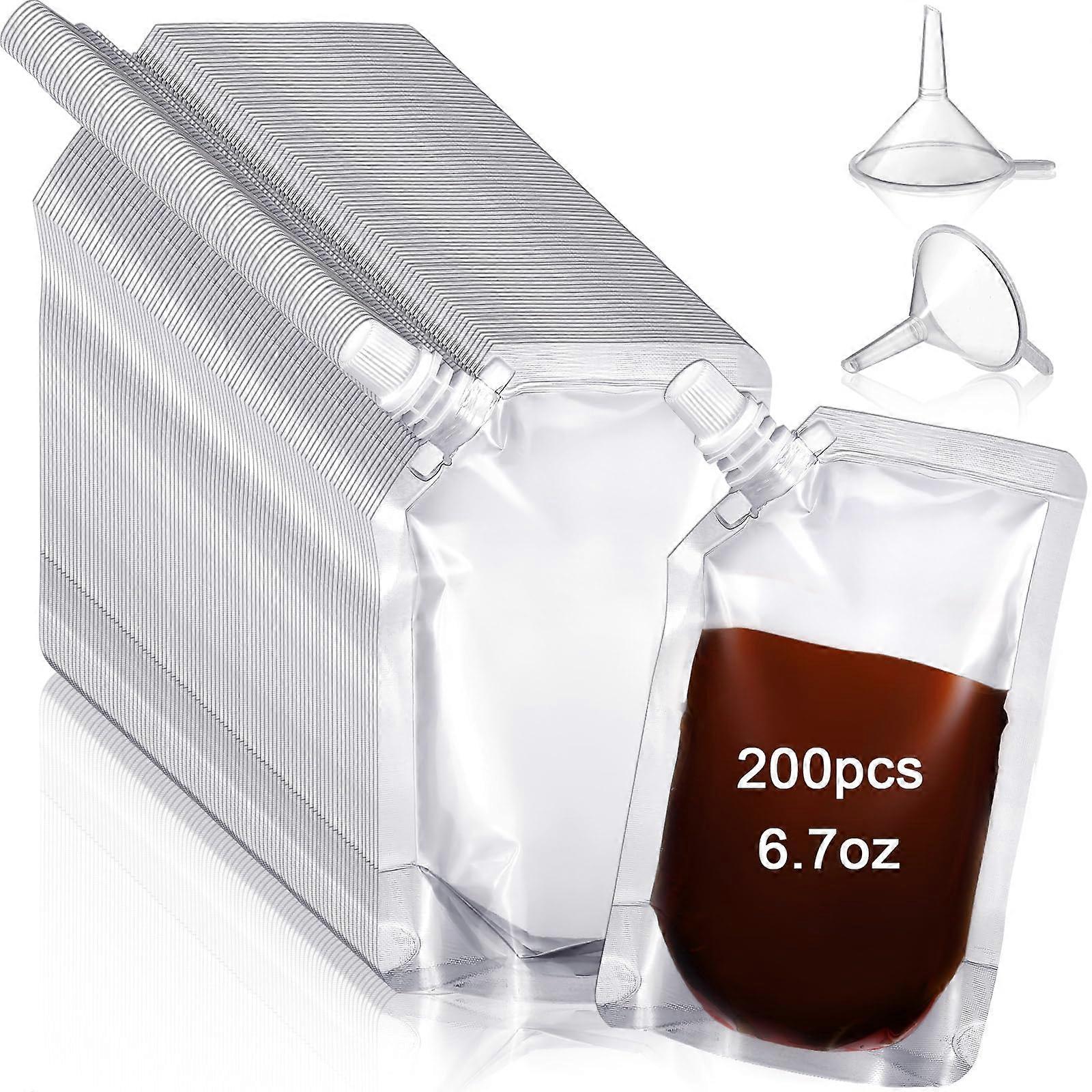 Leak Proof Reusable Plastic Juice Pouches with Funnel 200 Pcs Clear Containers