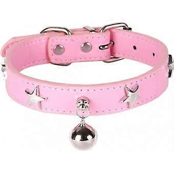 Dog Collar with Bell and Star Studs,Dog Necklace for Cat Puppy Small Medium Large Dog Collar Pet Collar Adjustable LengthL