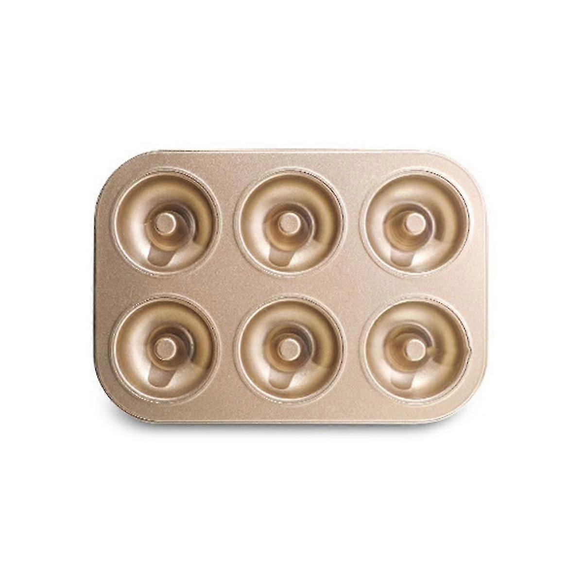 穴ドーナツケーキ型DIYチョコレートペストリーデザートクッキーマフィンベーキングモールド手作り調理器具6カップゴールド