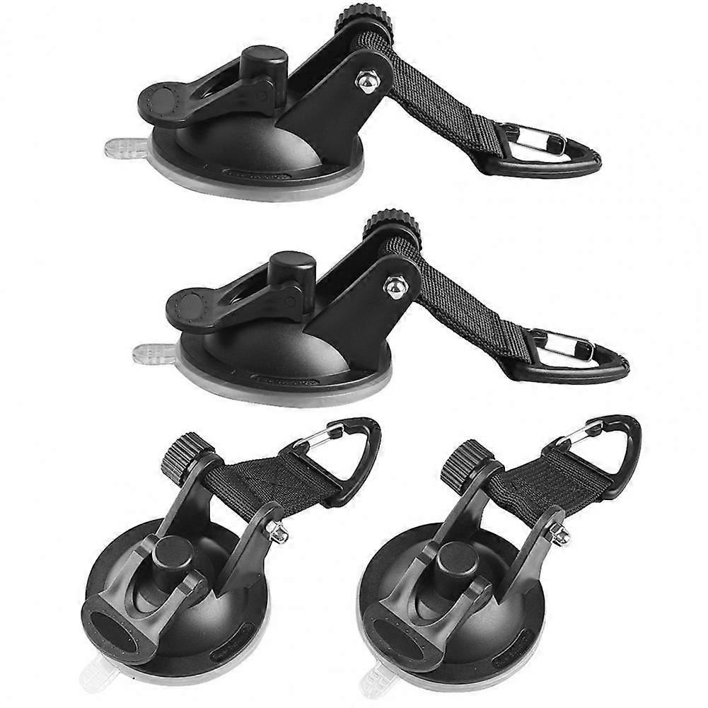 2Pcs Black Portable Plastic PVC Tape Car Window Glass Tent Hook with Suction Cup Fastener Buckle for Camping Hiking Gadgets