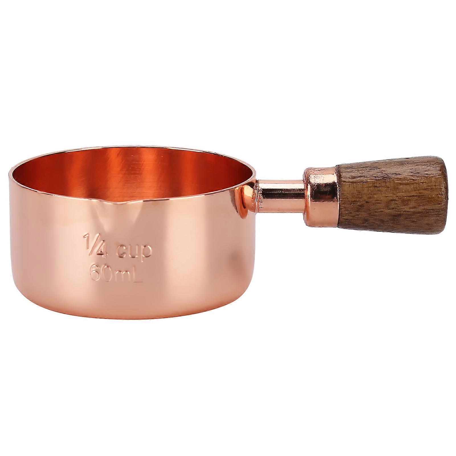 Pentola per salsa con manico in legno in acciaio inossidabile oro rosa per cucinare utensili da cucina 1/4 tazza