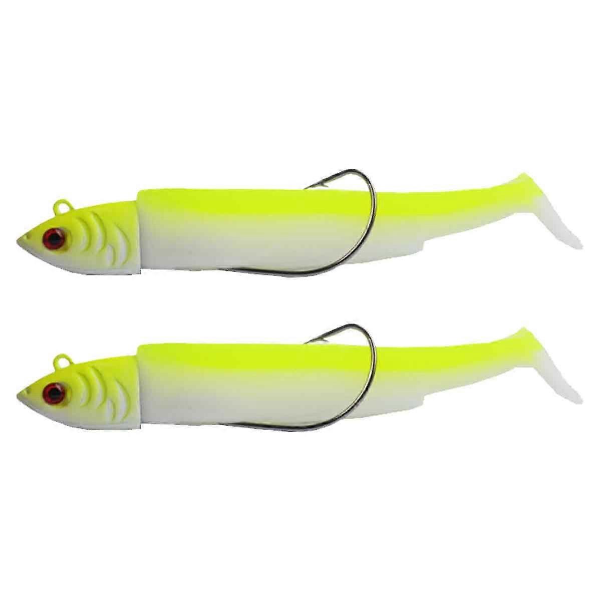 2Pcs Meer Angeln Fischköpfe Haken Angelhaken T Schwanz Weiche Simulation Elritze Köder Köder