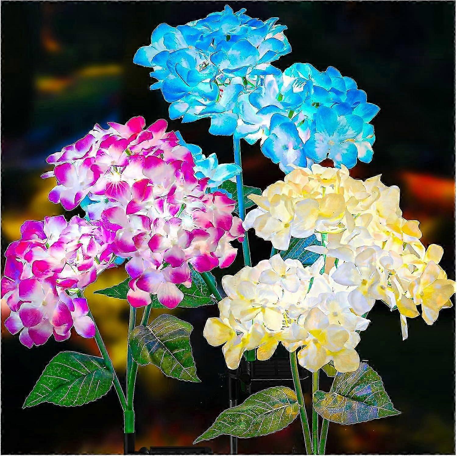 Solar Garden Lights - 3 Pack Lanterns, Hydrangea Lights