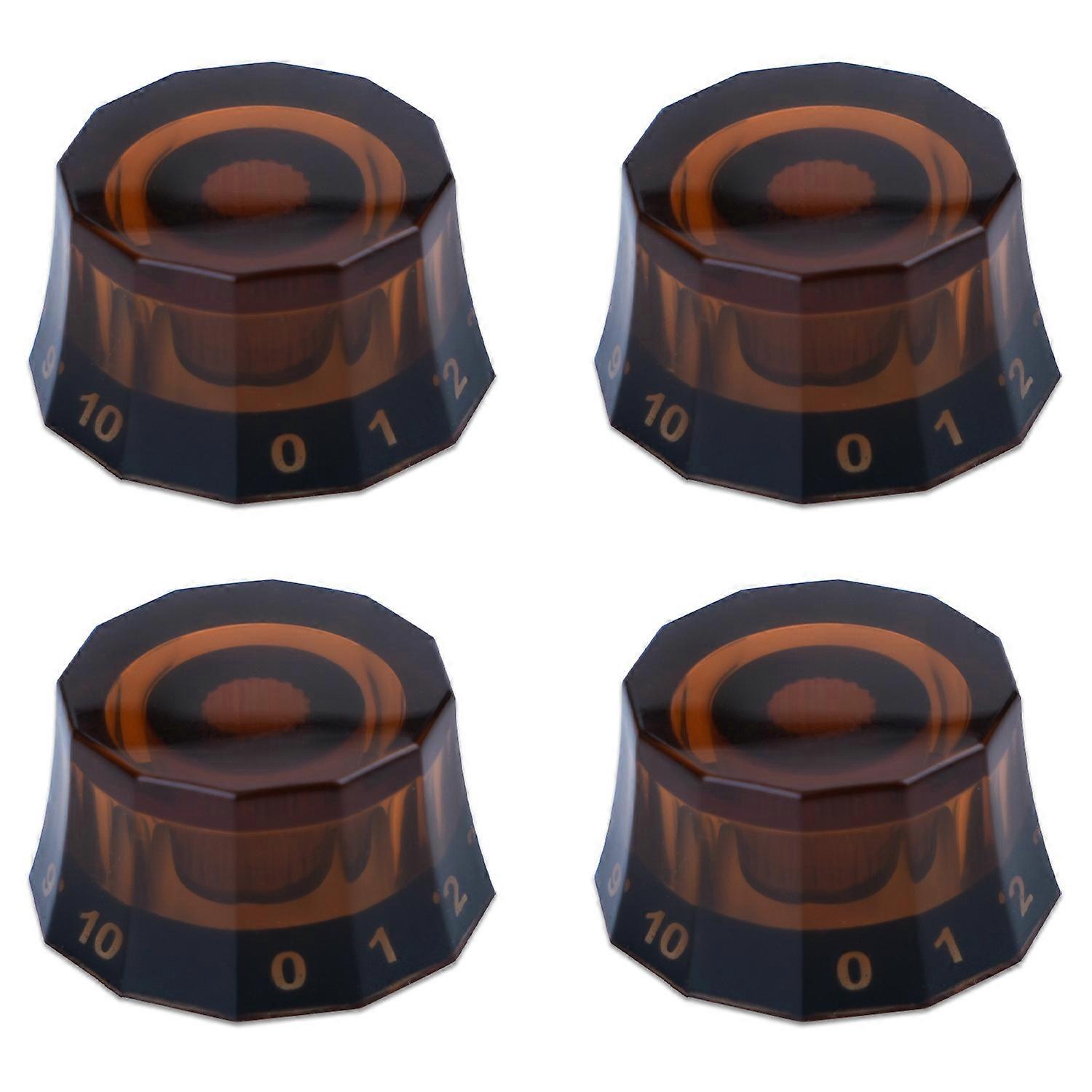 4Pcs Κιθάρα Contral Πόμολα, Διαφανή Πόμολα Ηλεκτρική κιθάρα Μπάσο Top Hat Πόμολα Ένταση ταχύτητας Κουμπιά ελέγχου τόνου Αντικατάσταση Ανοιχτό καφέ