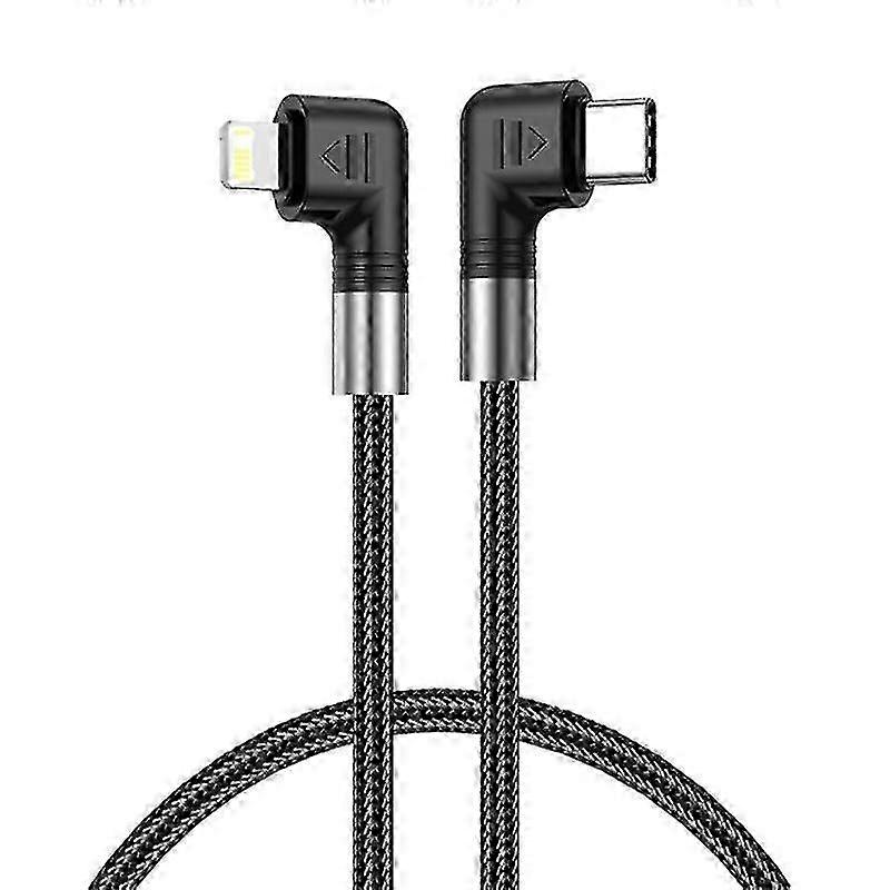 Dual Elbow 30W Fast Charging Cable Type-C to Lightning Braided Nylon EU