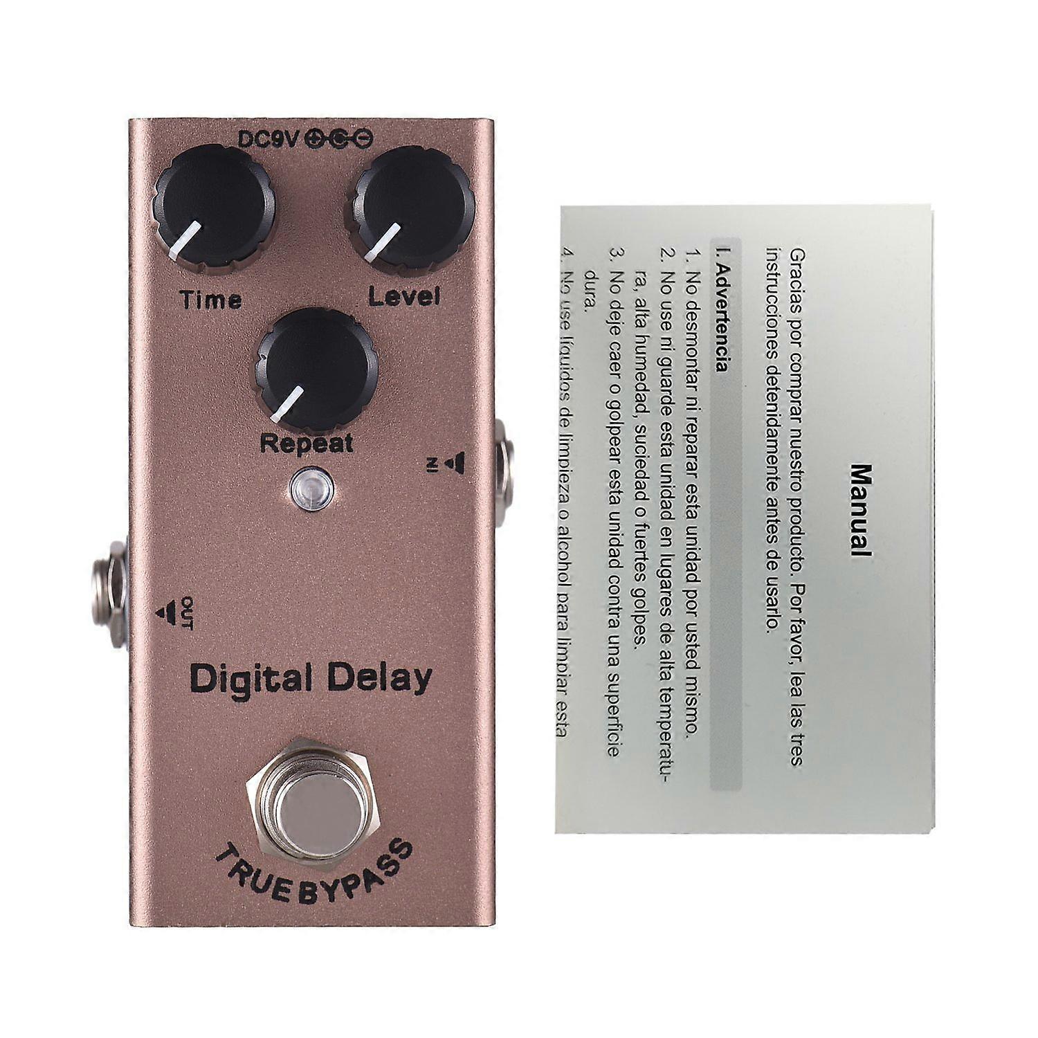 Gitarren Effekte Pedal Digitales Delay mit True Bypass Time/Level/Repeat Regler Drehregler DC 9V 6.35mm Inp