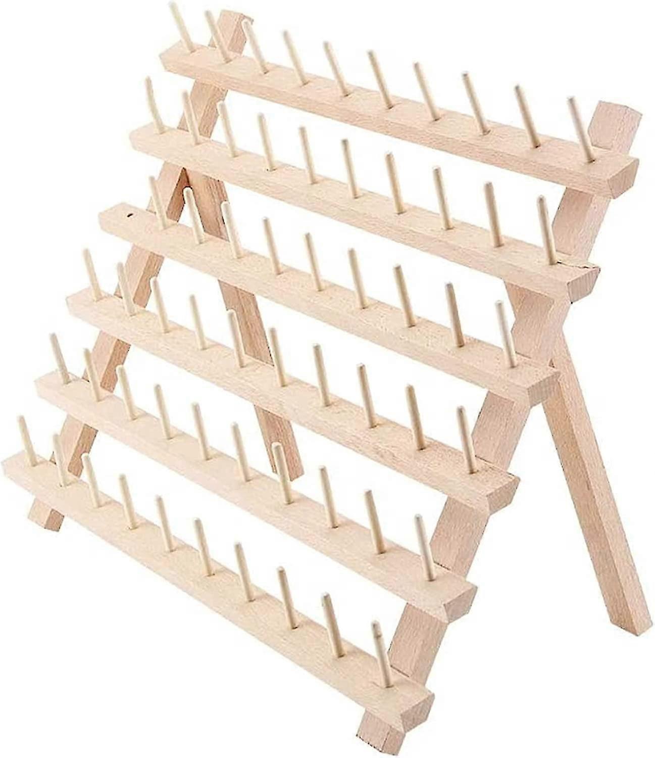 60 kelaa kierreteline, taitettava puinen langanpidike, järjestäjä ripustuskoukuilla ompeluun kirjontapidikkeen telineen järjestäjä